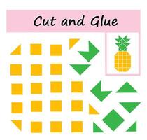 Cut parts of the image and glue on the paper. DIY worksheet. vector