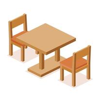 Modern table and two chairs on white background. vector