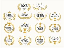 Award Winner laurel collection of gold laurel wreath with gold text isolated on white background vector