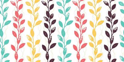 Seamless pattern with branches and leaves. Hand drawn floral botanical design vector