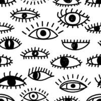 Seamless pattern with ink drawn eyes. Black human parts of faces elements. Modern Art design, great for textile, fabric, wallpaper, wrapping, scrapbook and packaging vector