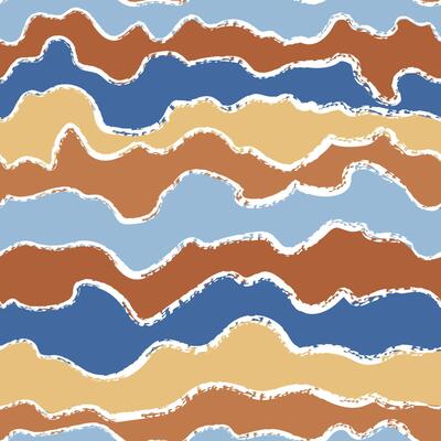 Brush drawn wavy lines seamless pattern. Colorful geometric modern background with chalk continuous lines. Trendy textured print for textile, fabric, wallpaper, wrapping, scrapbook and packaging