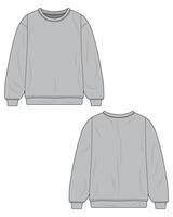 Grey sweatshirt template front and back view vector