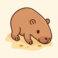 Curious Capybara Exploring Sand on the Beach vector