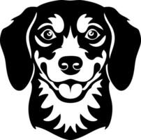 Black and White Silhouette of a Friendly Dog Head with Intricate Details and Patterns vector