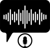 Black Speech Bubble with Sound Waves and a Microphone Icon, Isolated on White vector