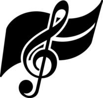 Elegant Treble Clef With Dynamic Leaf Accents in Monochromatic Icon Style Design vector
