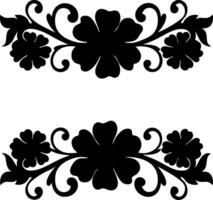 Decorative Flower and Scrollwork Design Black Floral Elements Isolated on White vector