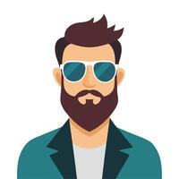 Stylish Hipster with Beard and Sunglasses on white background vector