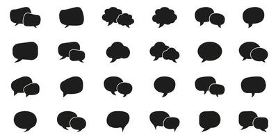 Speech Bubble Comic Set Symbol. Cloud and Talk Speech Bubbles Silhouette Icons Collection. Dialog clouds Glyph Icon. Isolated Illustration vector
