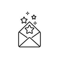 Open Envelope With Stars Line Icon. Special Invitation, Exclusive Offer, And Celebration Announcement Outline Symbol. Event Promotion. Editable Stroke. Isolated Illustration vector