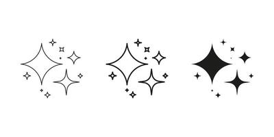 Sparkle And Starburst Icons Line And Solid Icon Set. Glimmer And Shine Symbol Collection. Isolated Illustration vector