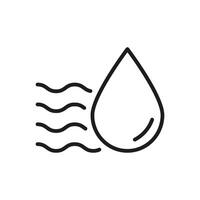 Water Droplet With Waves Line Icon. Humidity, Moisture, And Air Quality Control Outline Symbol. Environmental Monitoring And Climate Regulation. Editable Stroke. Isolated Illustration vector