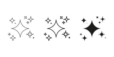 Sparkle And Star Line And Solid Icon Set. Glow And Shimmer Symbol Collection. Isolated Illustration vector