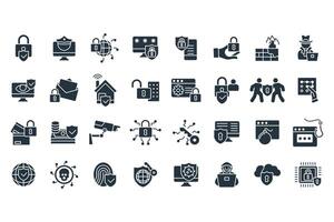 security icons set isolated on flat vector
