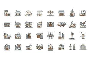 building set flat icons vector