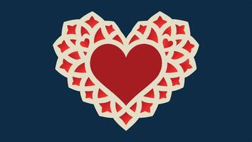 A red heart with a pattern on it vector