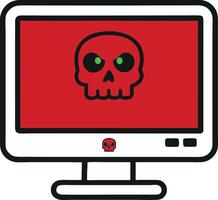 Computer Displaying Skull and Crossbones Symbol Warning of Danger vector