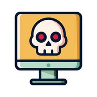Computer Screen Showing Skull Sign Warning of a Virus vector