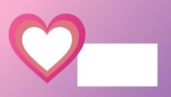 A heart with a blank card on a purple and pink background vector