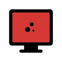 Modern Computer Screen With Circular Pattern on Red Background vector