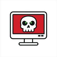 Computer Displaying Skull and Crossbones Symbol A Warning of Danger vector