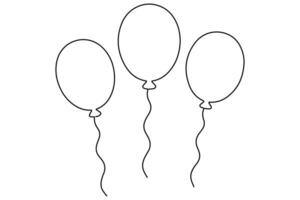 Balloon icon minimal outline continuous sketch vector