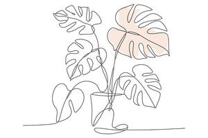 Plant vase icon minimalist continuous line outline drawing vector