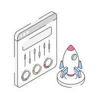 A well designed isometric outline icon of business launch vector