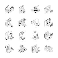 Check out latest isometric collection showing business data icons vector