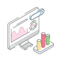 Get a glimpse of this premium isometric icon showing online chart vector
