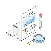 Premium isometric outline icon showing data report vector