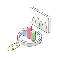A handy isometric icon showing data analysis vector