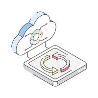 Visually engaging isometric icon showing business cloud vector