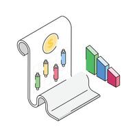 Ready to use isometric outline icon showing trading report vector