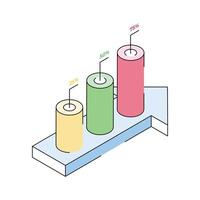 Easy to edit isometric icon showing percentage analysis vector
