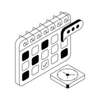 Ready to use isometric icon showing deadline. vector