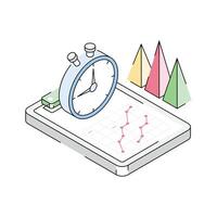 Trendy isometric outline icon showing project deadline vector