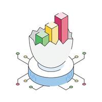 Bar chart icon designed in isometric style vector