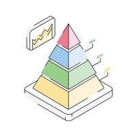 A well designed isometric icon of pyramid chart vector