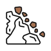 A slope with falling rocks, symbolizing landslide warnings vector