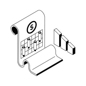 Listo a utilizar isométrica contorno icono demostración comercio informe. vector