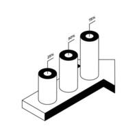 Easy to edit isometric icon showing percentage analysis. vector