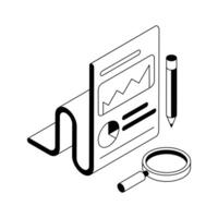 Premium isometric outline icon showing data report. vector