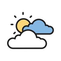 A sun peeking through clouds, representing partly cloudy weather design vector