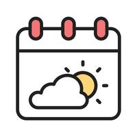 A calendar showing weather predictions for specific days vector