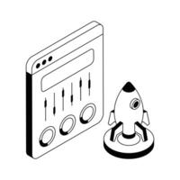 A well designed isometric outline icon of business launch. vector