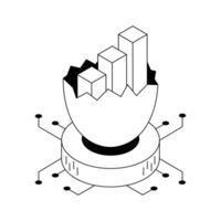 Bar chart icon designed in isometric style. vector