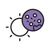 A simple, stylized icon of the sun and moon during a solar eclipse vector
