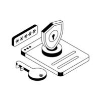 Secure login icon creatively designed in isometric style. vector